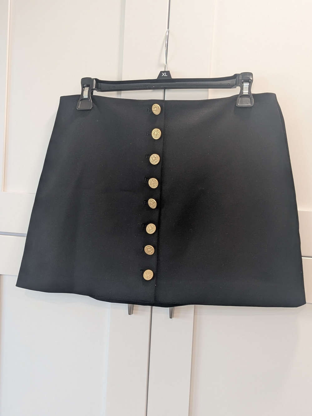 Alice + Olivia Black Mini Skirt with Gold Button Detail